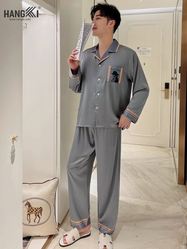 TD79 - Đồ Ngủ Pijama Nam Tay Dài Quần Dài Lụa
