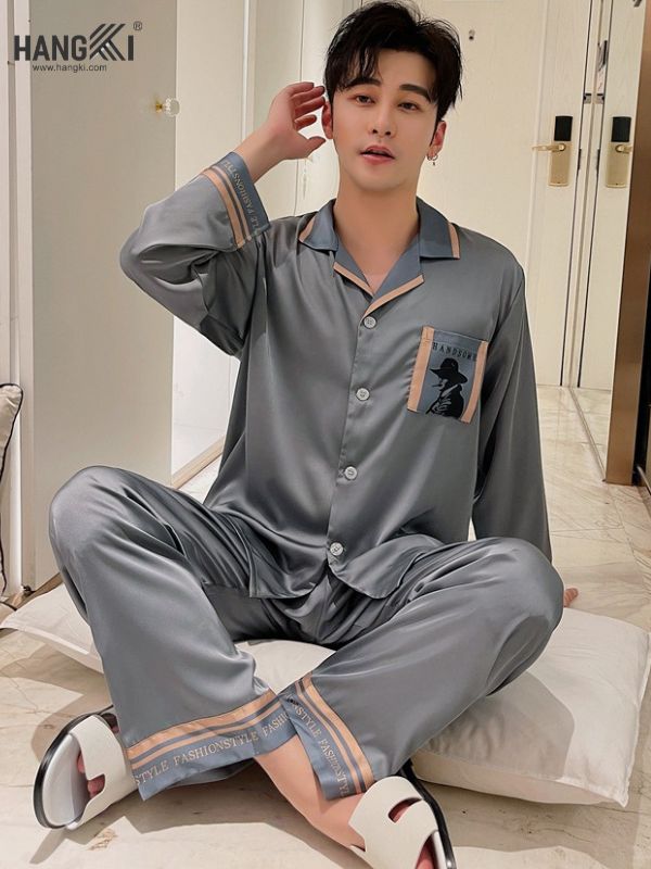 TD79 - Đồ Ngủ Pijama Nam Tay Dài Quần Dài Lụa
