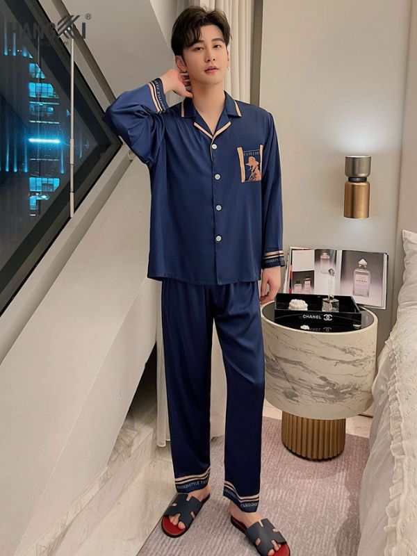 TD79 - Đồ Ngủ Pijama Nam Tay Dài Quần Dài Lụa
