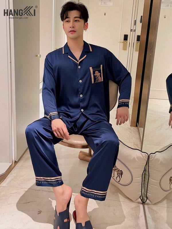 TD79 - Đồ Ngủ Pijama Nam Tay Dài Quần Dài Lụa