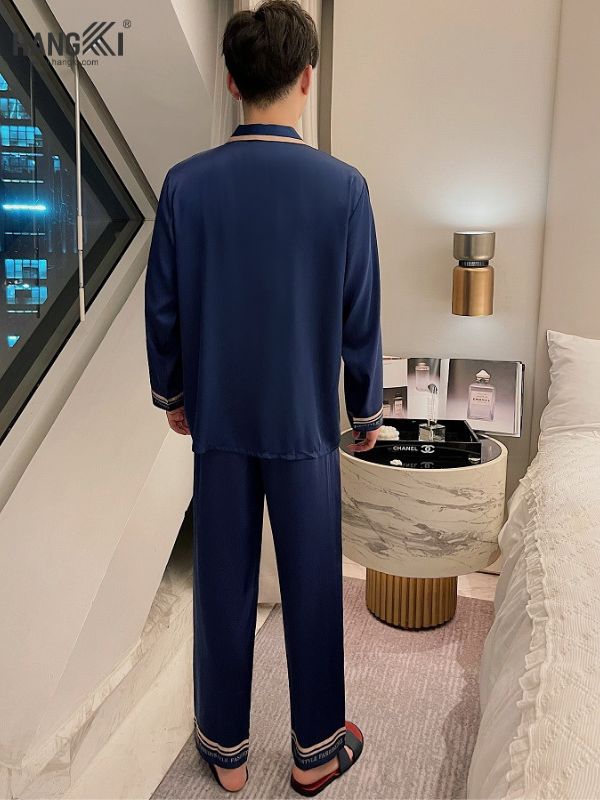 TD79 - Đồ Ngủ Pijama Nam Tay Dài Quần Dài Lụa