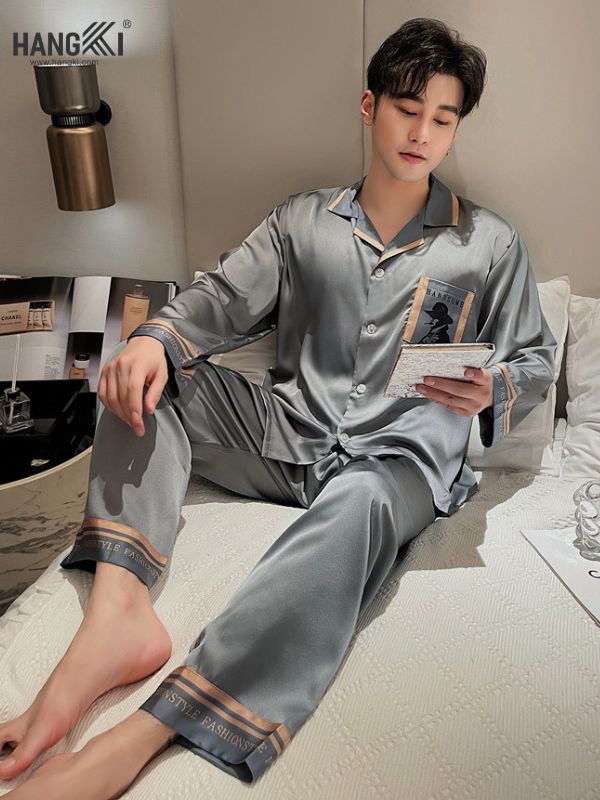 TD79 - Đồ Ngủ Pijama Nam Tay Dài Quần Dài Lụa