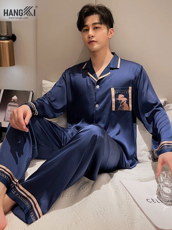 TD79 - Đồ Ngủ Pijama Nam Tay Dài Quần Dài Lụa