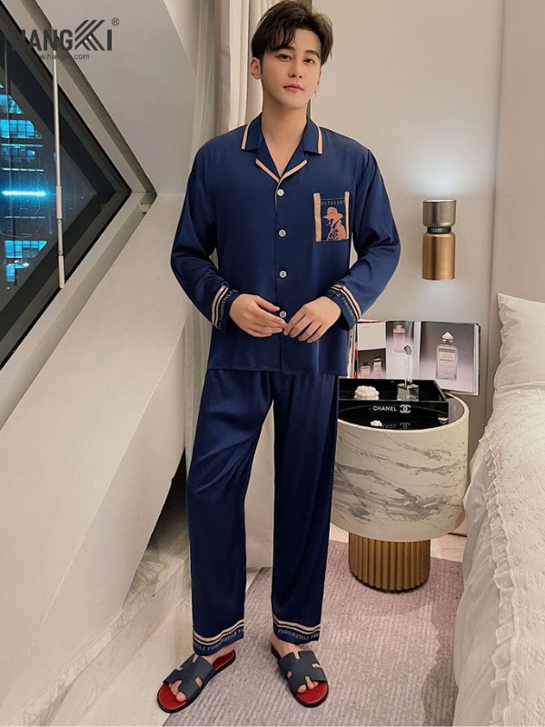 TD79 - Đồ Ngủ Pijama Nam Tay Dài Quần Dài Lụa