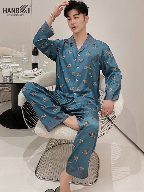 TD80 - Đồ Ngủ Pijama Nam Tay Dài Quần Dài Lụa