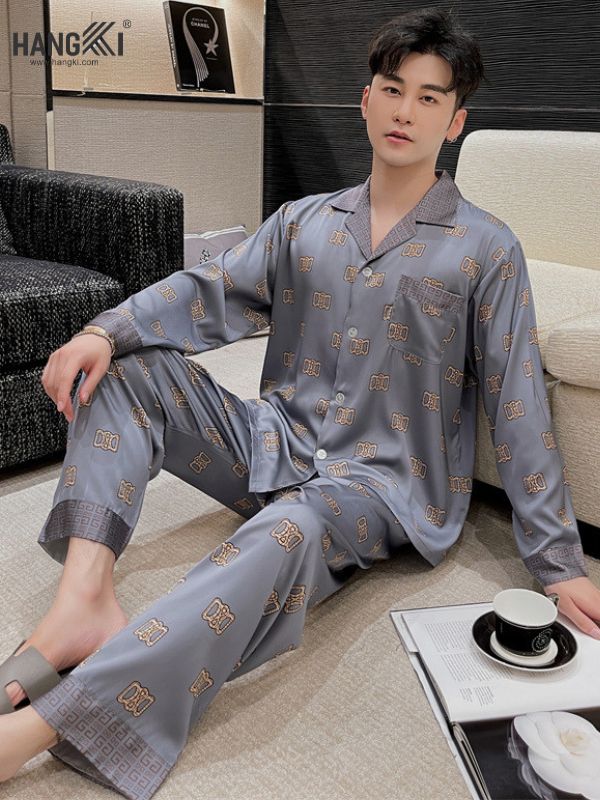 TD80 - Đồ Ngủ Pijama Nam Tay Dài Quần Dài Lụa