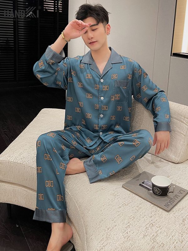 TD80 - Đồ Ngủ Pijama Nam Tay Dài Quần Dài Lụa