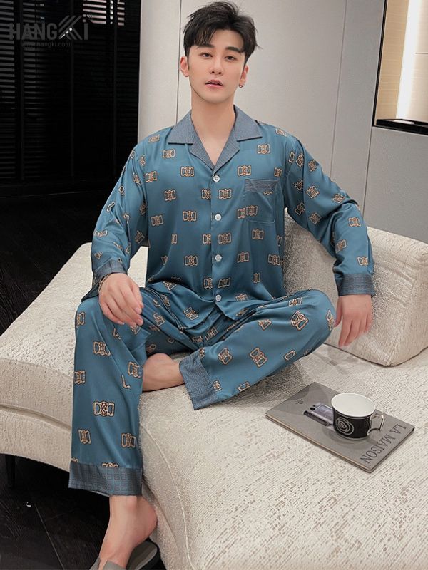 TD80 - Đồ Ngủ Pijama Nam Tay Dài Quần Dài Lụa