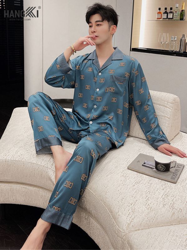 TD80 - Đồ Ngủ Pijama Nam Tay Dài Quần Dài Lụa