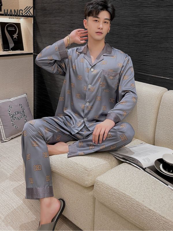 TD80 - Đồ Ngủ Pijama Nam Tay Dài Quần Dài Lụa