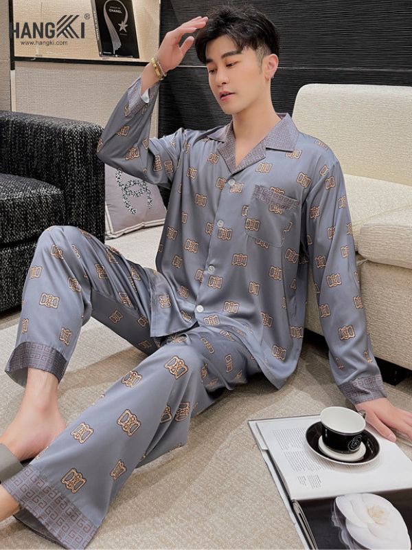 TD80 - Đồ Ngủ Pijama Nam Tay Dài Quần Dài Lụa