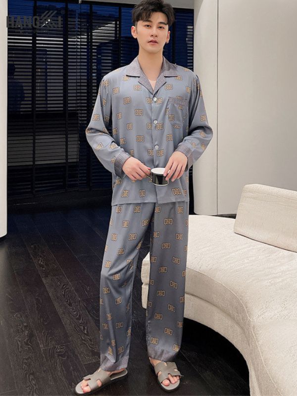 TD80 - Đồ Ngủ Pijama Nam Tay Dài Quần Dài Lụa
