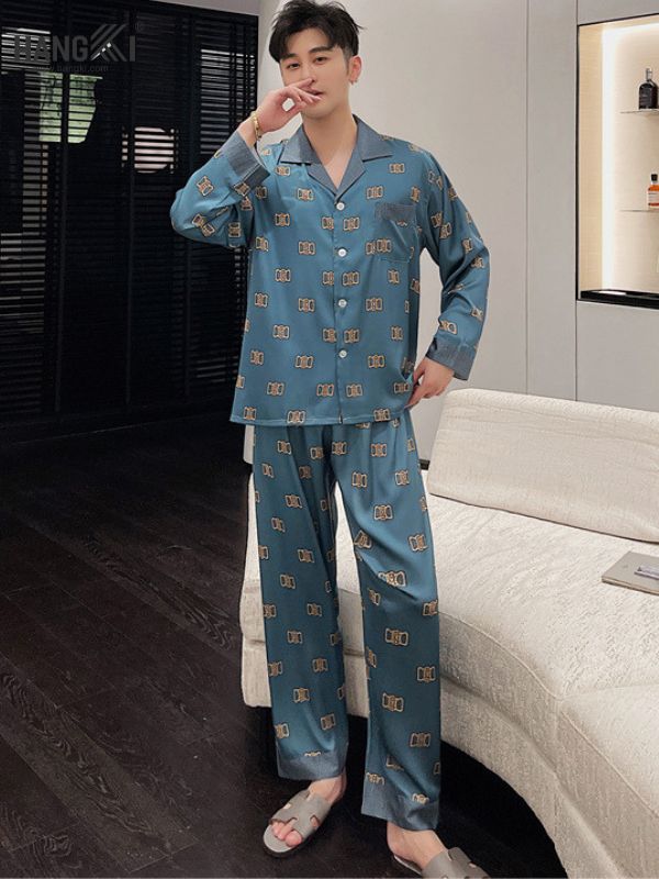 TD80 - Đồ Ngủ Pijama Nam Tay Dài Quần Dài Lụa