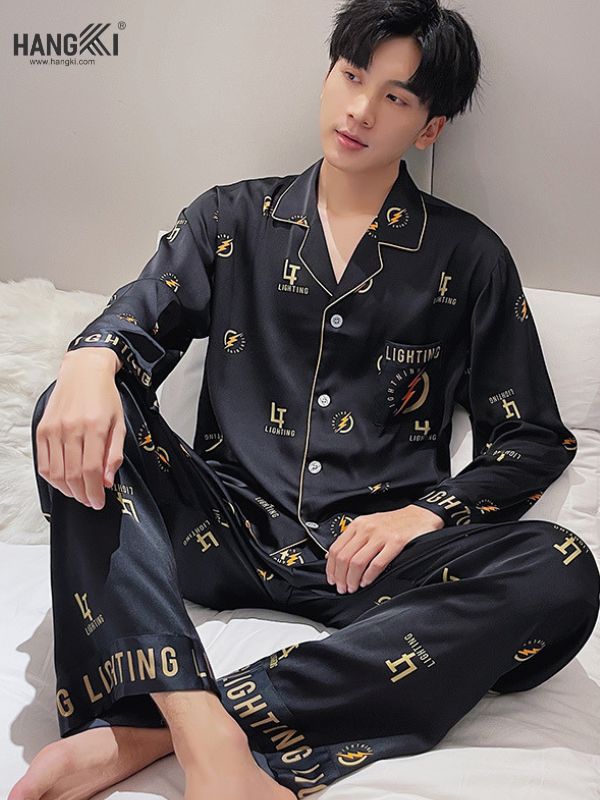 TD82 - Đồ Ngủ Pijama Nam Tay Dài Quần Dài Lụa
