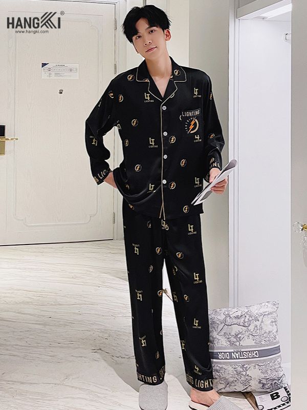 TD82 - Đồ Ngủ Pijama Nam Tay Dài Quần Dài Lụa