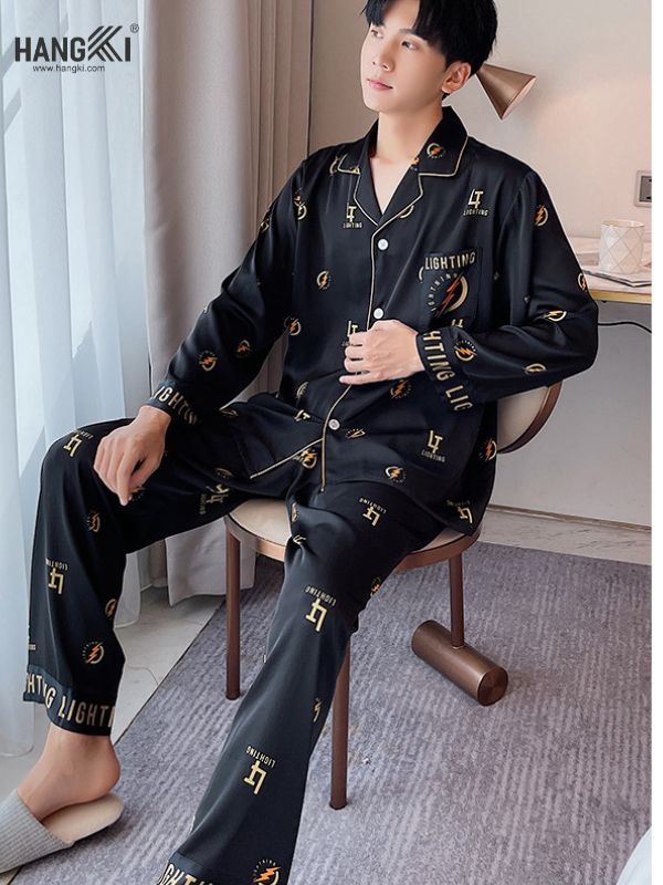 TD82 - Đồ Ngủ Pijama Nam Tay Dài Quần Dài Lụa