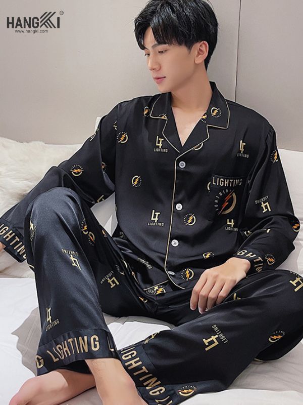 TD82 - Đồ Ngủ Pijama Nam Tay Dài Quần Dài Lụa