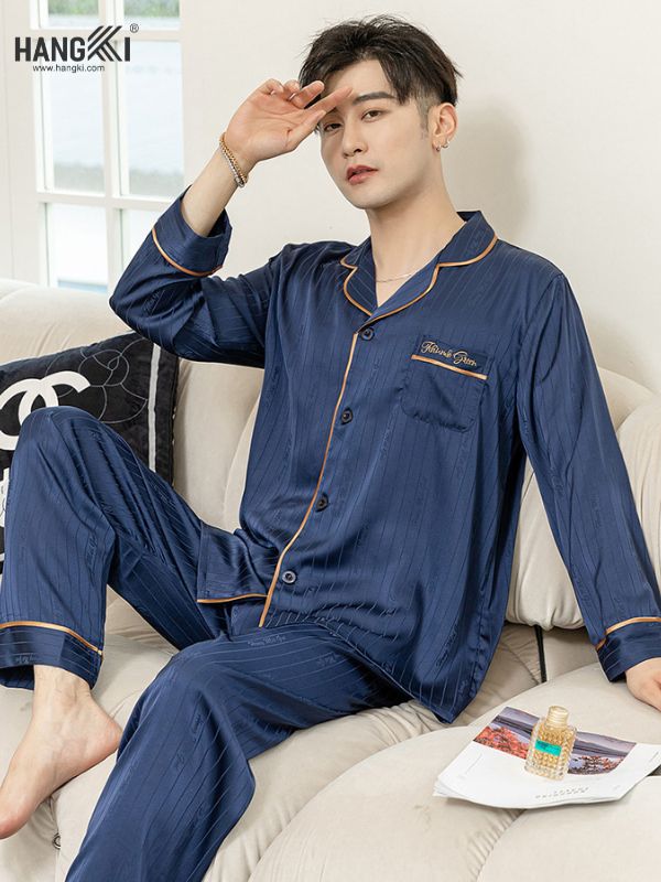TD83 - Đồ Ngủ Pijama Nam Tay Dài Quần Dài Lụa