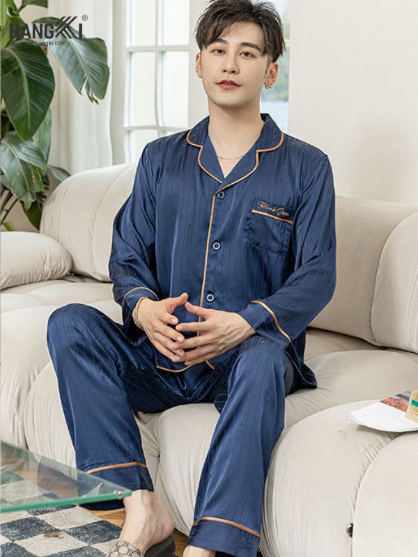 TD83 - Đồ Ngủ Pijama Nam Tay Dài Quần Dài Lụa