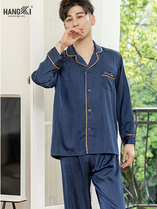 TD83 - Đồ Ngủ Pijama Nam Tay Dài Quần Dài Lụa