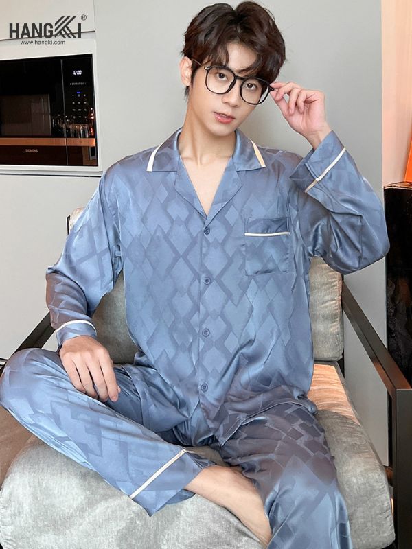 TD84 - Đồ Ngủ Pijama Nam Tay Dài Quần Dài Lụa
