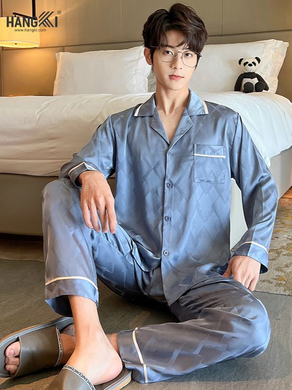 TD84 - Đồ Ngủ Pijama Nam Tay Dài Quần Dài Lụa