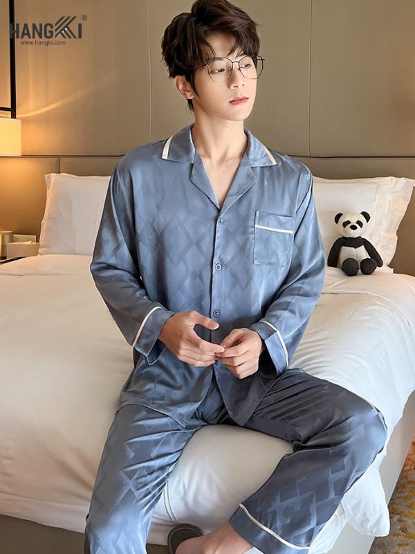 TD84 - Đồ Ngủ Pijama Nam Tay Dài Quần Dài Lụa