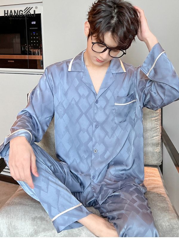TD84 - Đồ Ngủ Pijama Nam Tay Dài Quần Dài Lụa