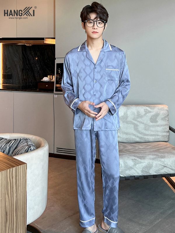 TD84 - Đồ Ngủ Pijama Nam Tay Dài Quần Dài Lụa