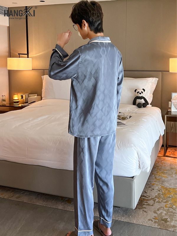 TD84 - Đồ Ngủ Pijama Nam Tay Dài Quần Dài Lụa