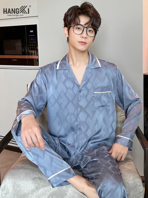 TD84 - Đồ Ngủ Pijama Nam Tay Dài Quần Dài Lụa