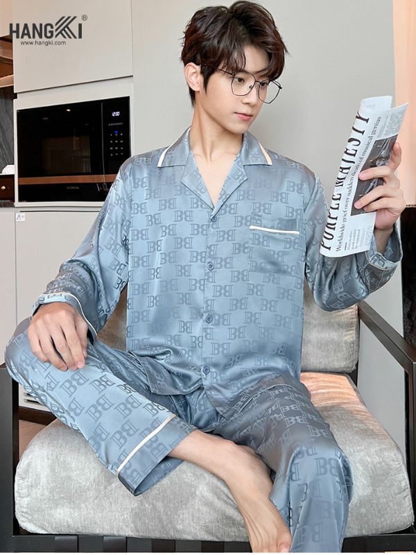TD85 - Đồ Ngủ Pijama Nam Tay Dài Quần Dài Lụa
