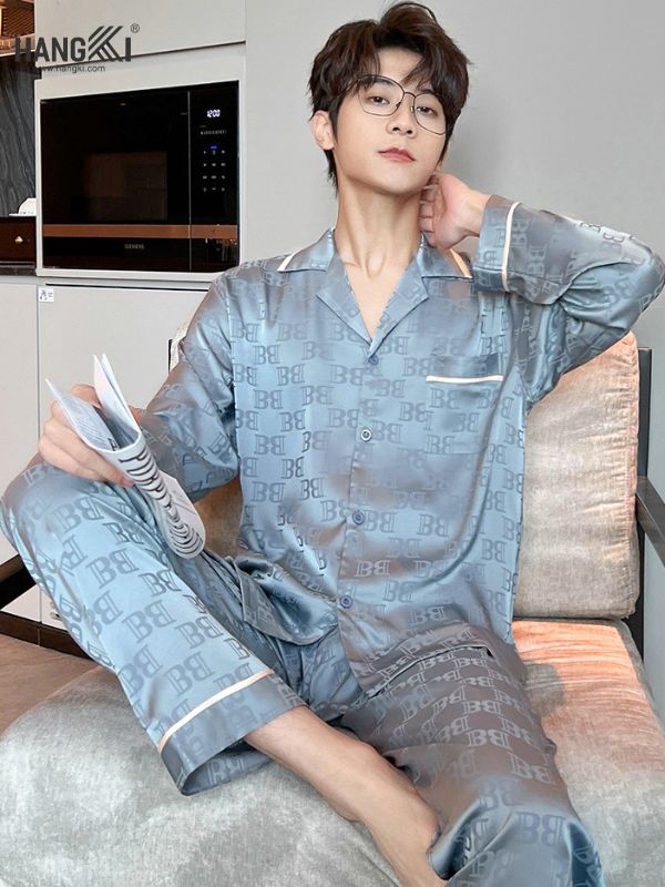 TD85 - Đồ Ngủ Pijama Nam Tay Dài Quần Dài Lụa