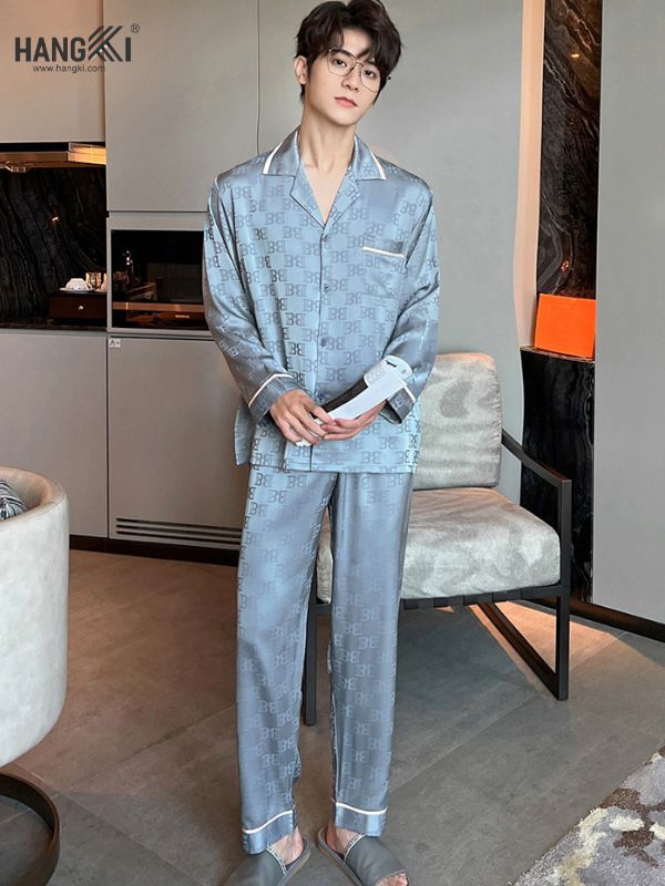 TD85 - Đồ Ngủ Pijama Nam Tay Dài Quần Dài Lụa