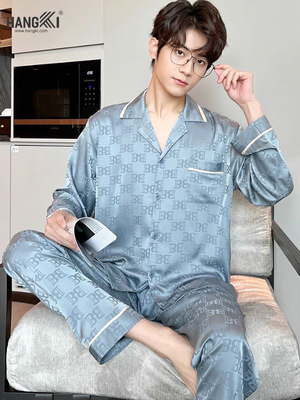TD85 - Đồ Ngủ Pijama Nam Tay Dài Quần Dài Lụa