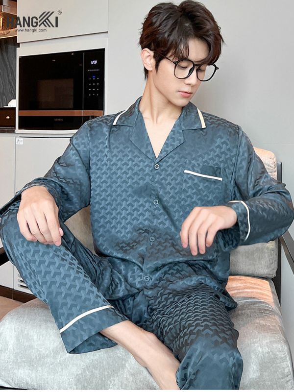 TD86 - Đồ Ngủ Pijama Nam Tay Dài Quần Dài Lụa