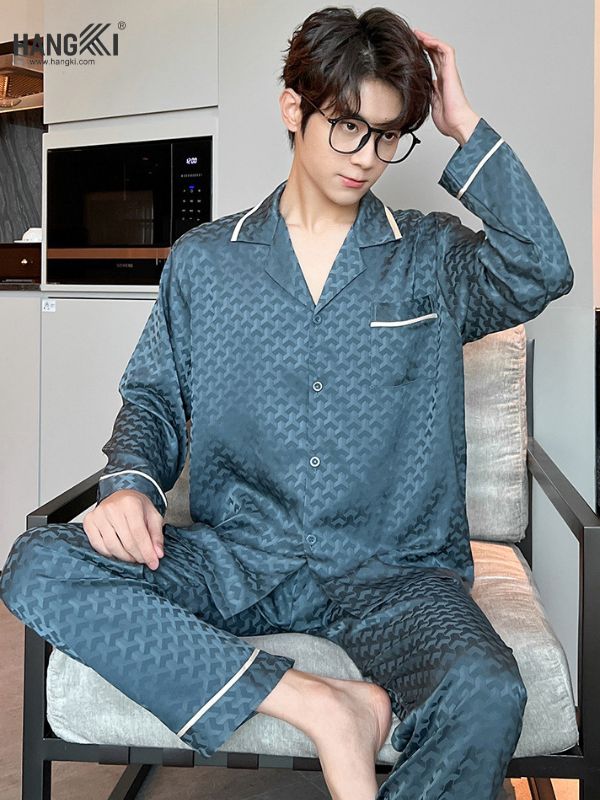 TD86 - Đồ Ngủ Pijama Nam Tay Dài Quần Dài Lụa