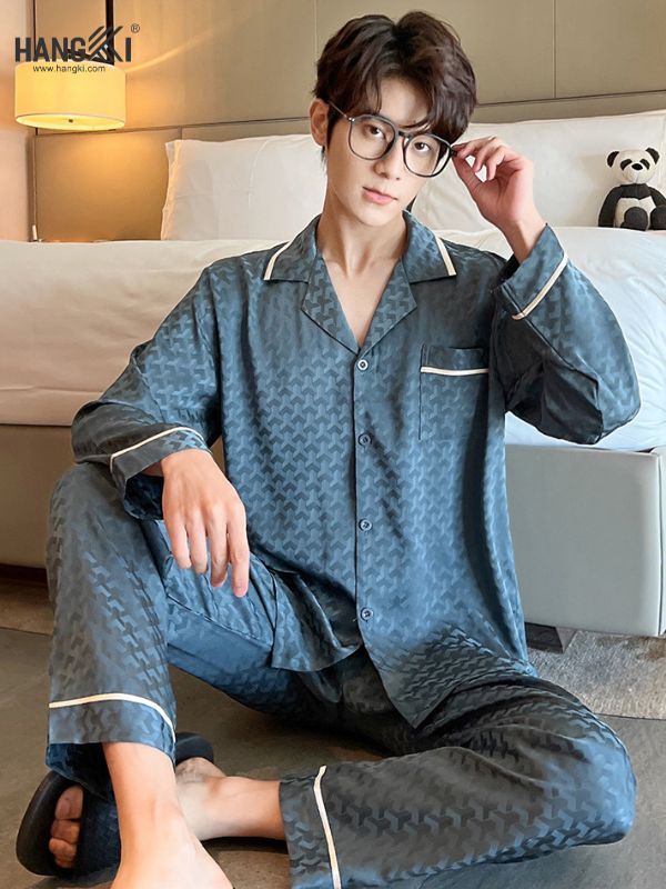 TD86 - Đồ Ngủ Pijama Nam Tay Dài Quần Dài Lụa