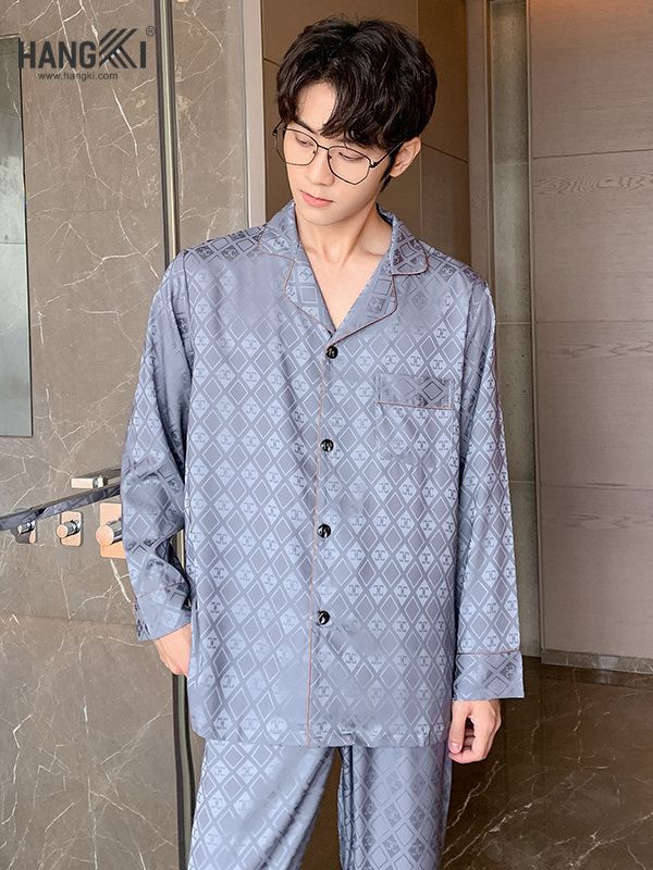 TD87 - Đồ Ngủ Pijama Nam Tay Dài Quần Dài Lụa