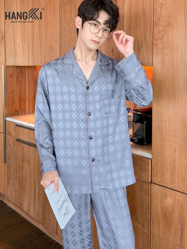TD87 - Đồ Ngủ Pijama Nam Tay Dài Quần Dài Lụa