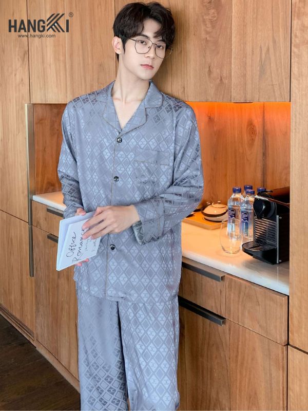 TD87 - Đồ Ngủ Pijama Nam Tay Dài Quần Dài Lụa