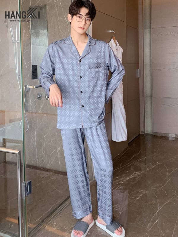 TD87 - Đồ Ngủ Pijama Nam Tay Dài Quần Dài Lụa