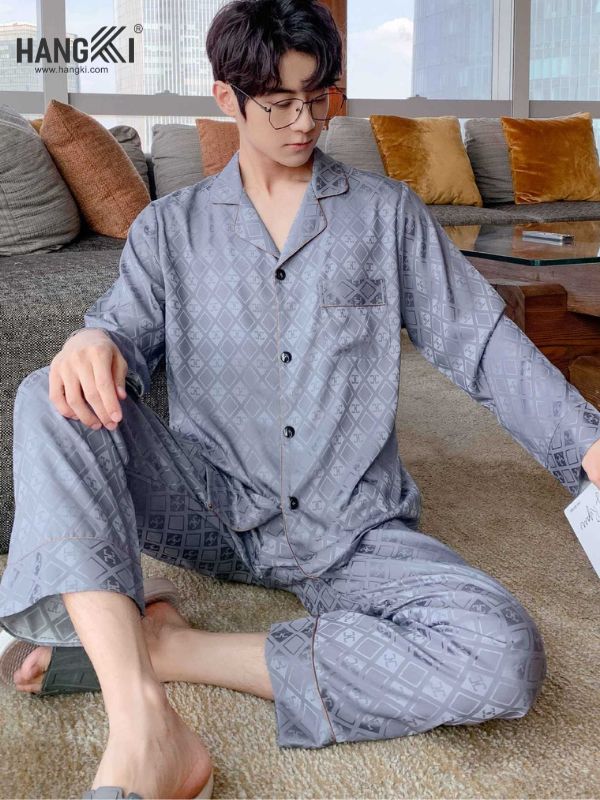 TD87 - Đồ Ngủ Pijama Nam Tay Dài Quần Dài Lụa