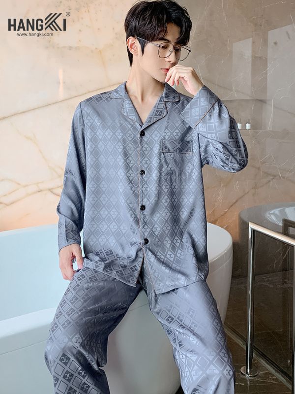 TD87 - Đồ Ngủ Pijama Nam Tay Dài Quần Dài Lụa