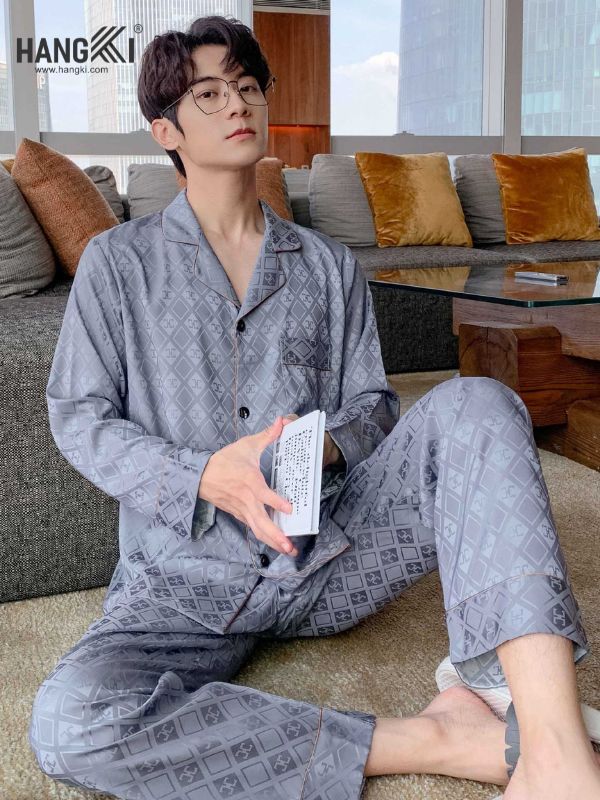 TD87 - Đồ Ngủ Pijama Nam Tay Dài Quần Dài Lụa
