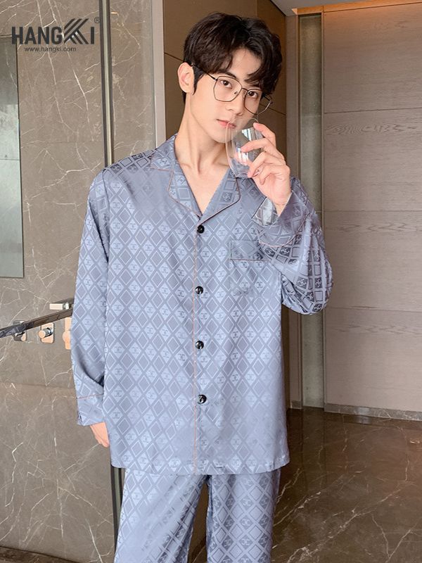 TD87 - Đồ Ngủ Pijama Nam Tay Dài Quần Dài Lụa