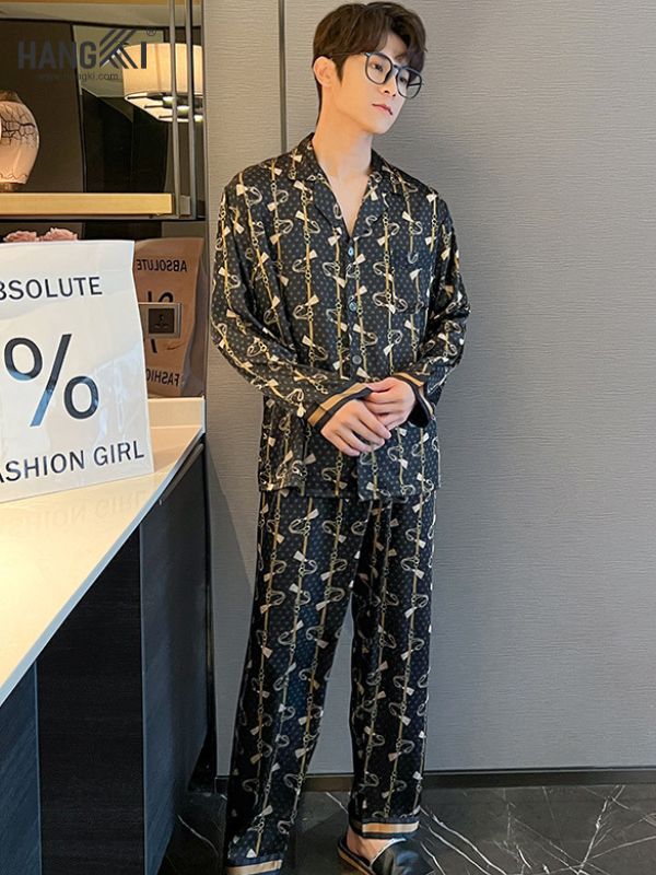 TD88 - Đồ Ngủ Pijama Nam Tay Dài Quần Dài Lụa