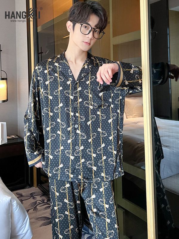 TD88 - Đồ Ngủ Pijama Nam Tay Dài Quần Dài Lụa