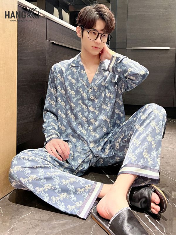 TD89 - Đồ Ngủ Pijama Nam Tay Dài Quần Dài Lụa
