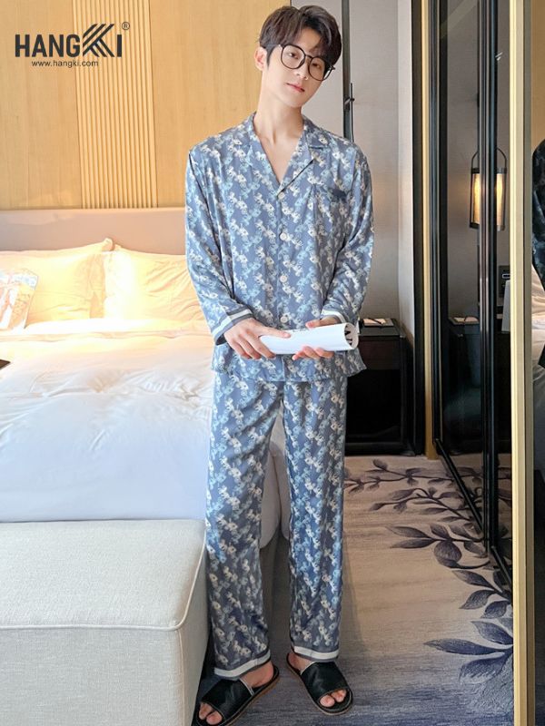 TD89 - Đồ Ngủ Pijama Nam Tay Dài Quần Dài Lụa